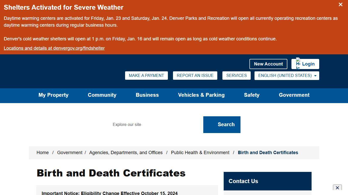 Birth and Death Certificates - City and County of Denver