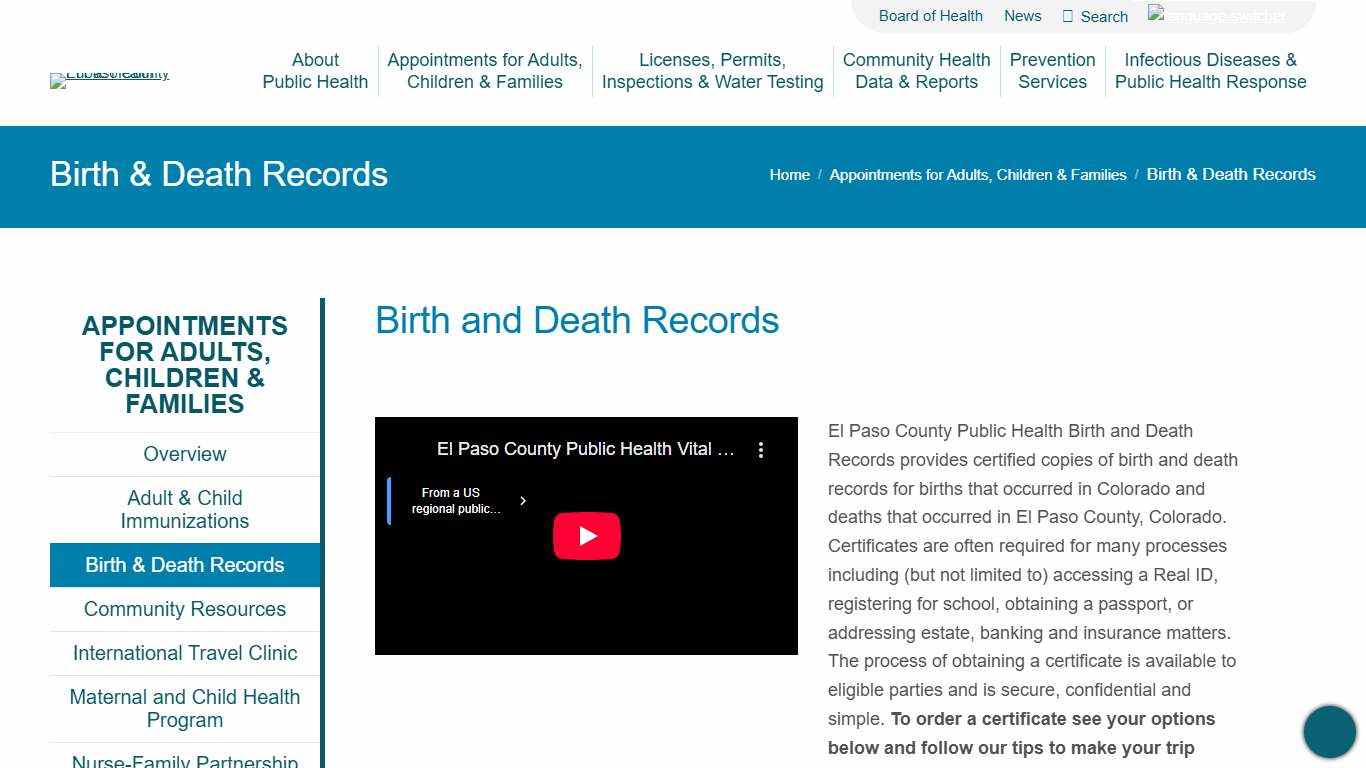 Birth & Death Records - El Paso County Public Health